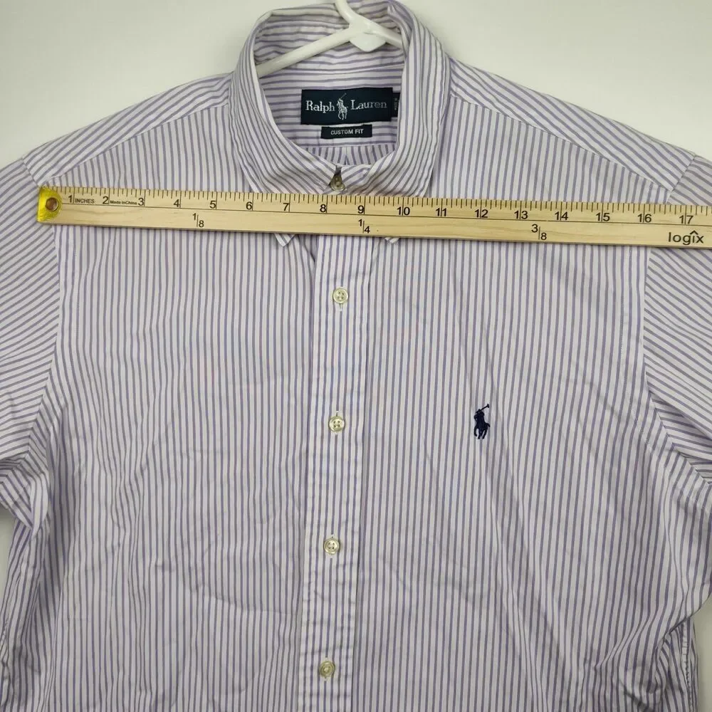 Ralph Lauren men's button-up shirt, 16, 34/35, purple stripe, long sleeves VGC - Picture 3 of 9